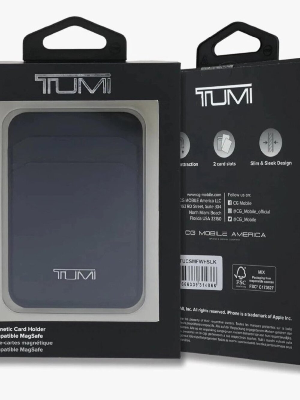 2026 TUMI SLIM LEATHER MAGNETIC CARD HOLDER CASE FOR CELL PHONE METAL LOGO - Picture 6 of 7